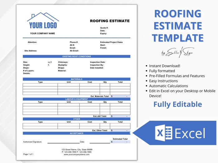 Roofing Estimate Invoice Template - PDFSimpli